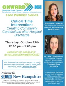 Onward NH Webinar Flyer: Critical Time Intervention: Creating Community Connections after Hospital Discharge